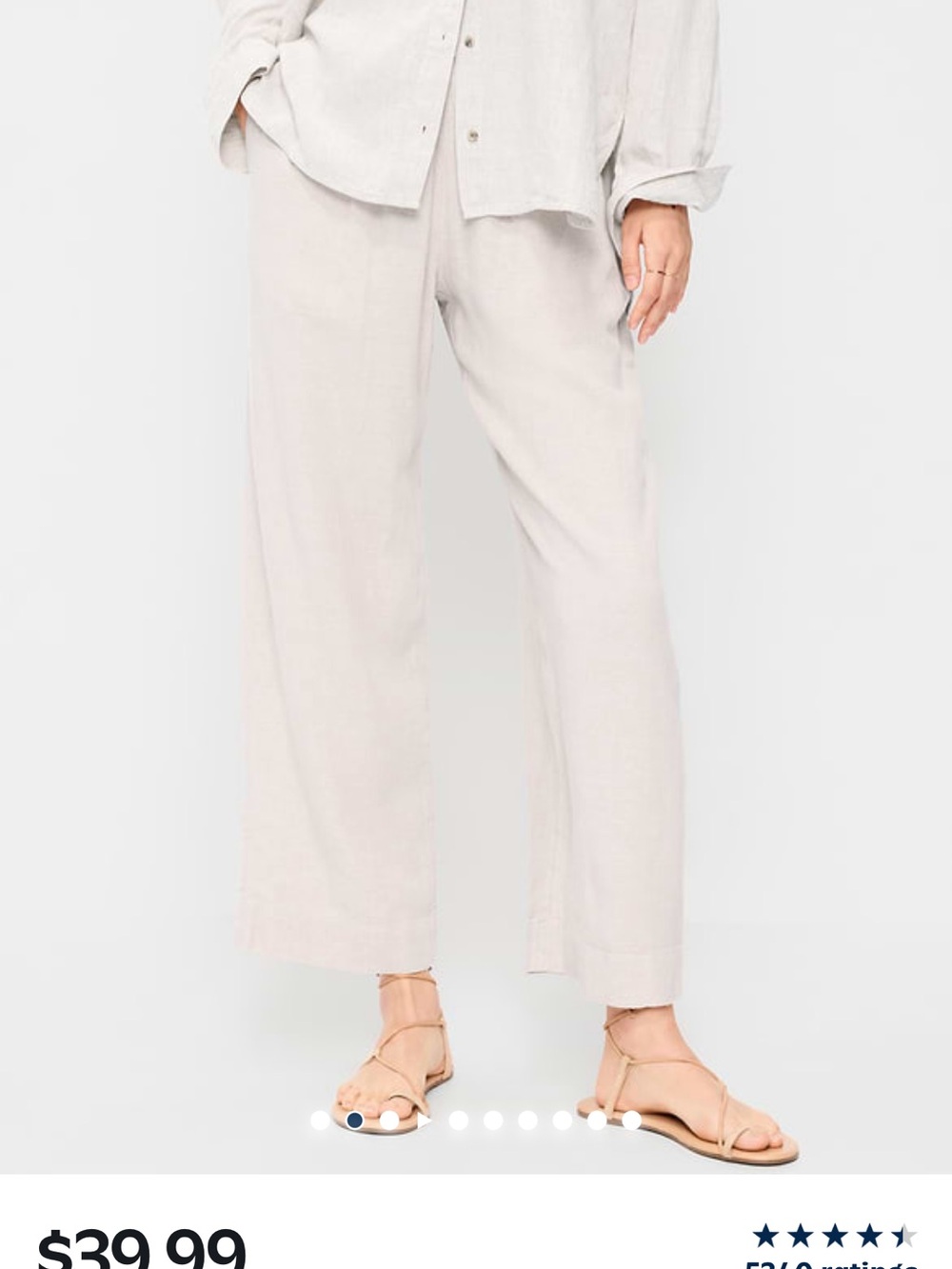 Old Navy Light Beige Wide-Leg Pull-On Pants